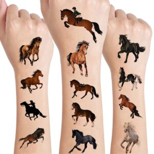 12 Sheets Horse Temporary Tattoos for Kids