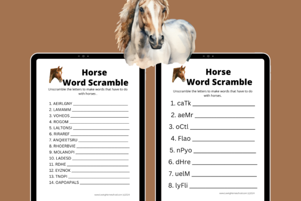 2 Free Horse Word Scramble Printables Pinterest Pin