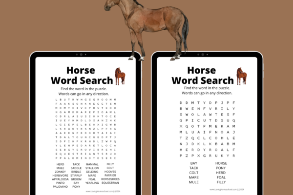 2 Free Horse Word Search Printables Pinterest Pin