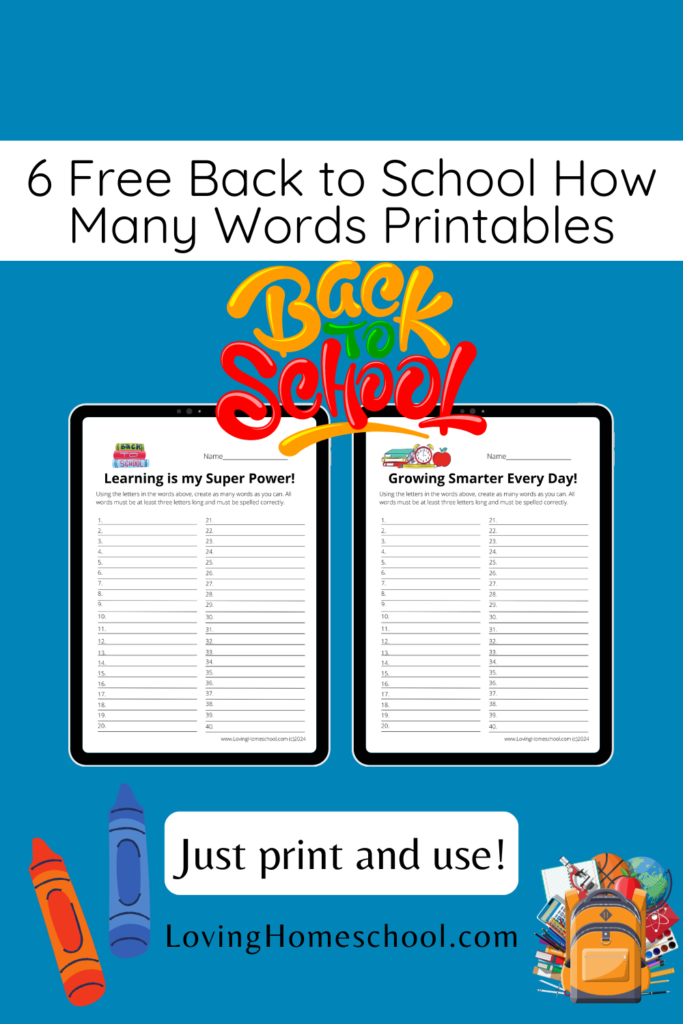 6 Free Back to School How Many Words Printables Pinterest Pin