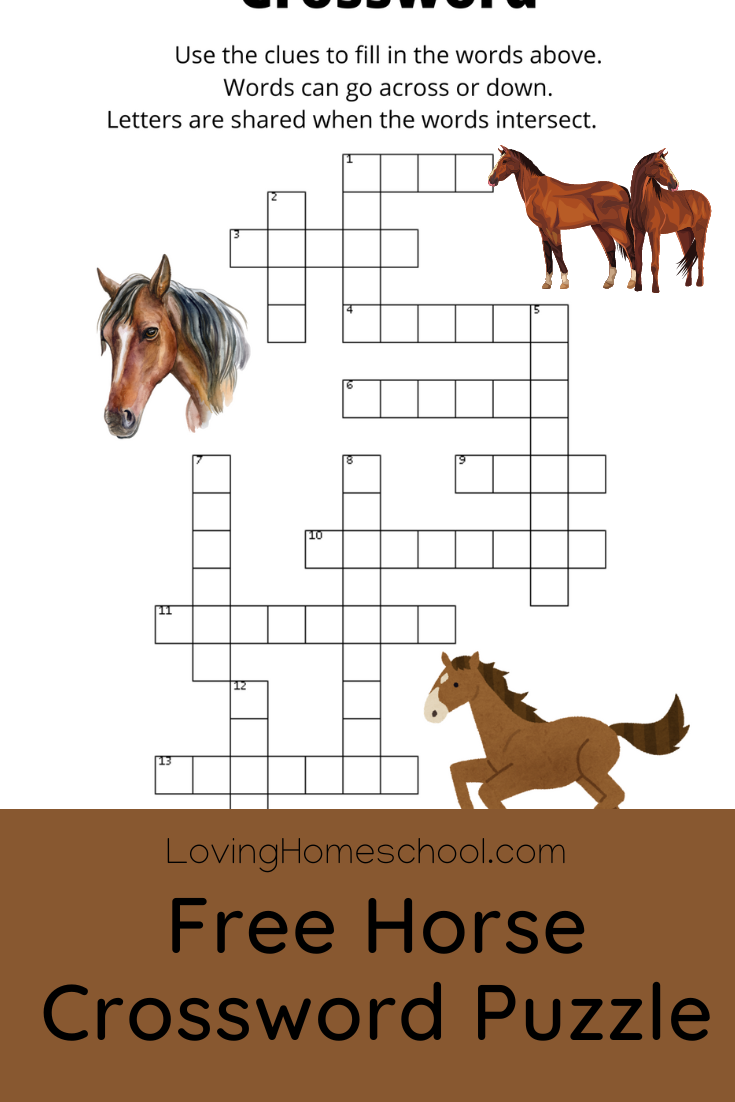 Free Horse Crossword Puzzle Pinterest Pin