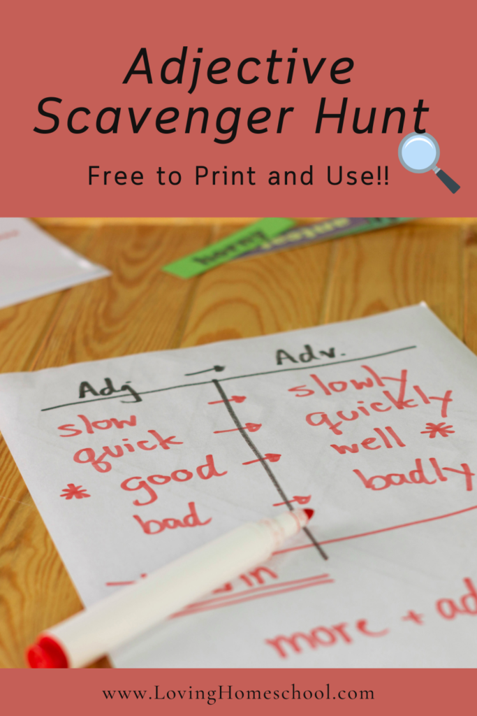 Adjective Scavenger Hunt Pinterest Pin