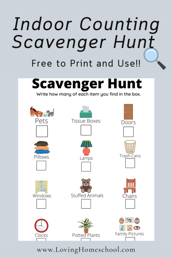 Indoor Counting Scavenger Hunt Pinterest Pin