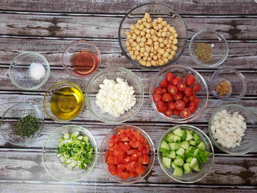 ingredients for chickpea salad