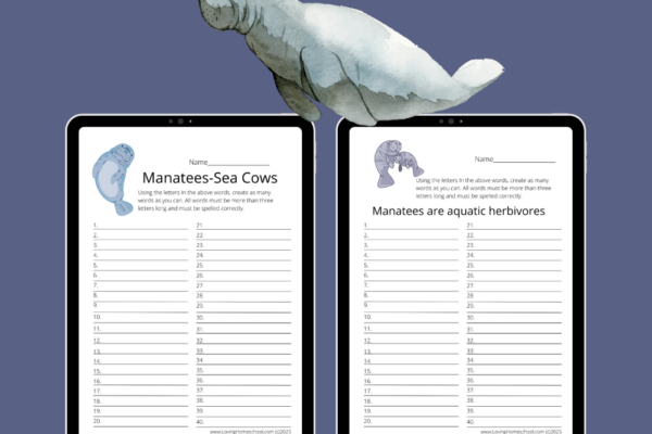 2 Free Manatee How Many Words Printables Pinterest Pin