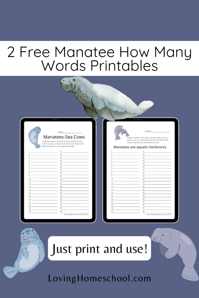 2 Free Manatee How Many Words Printables Pinterest Pin