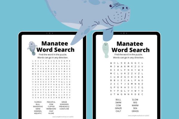 2 Free Manatee Word Search Printables Pinterest Pin