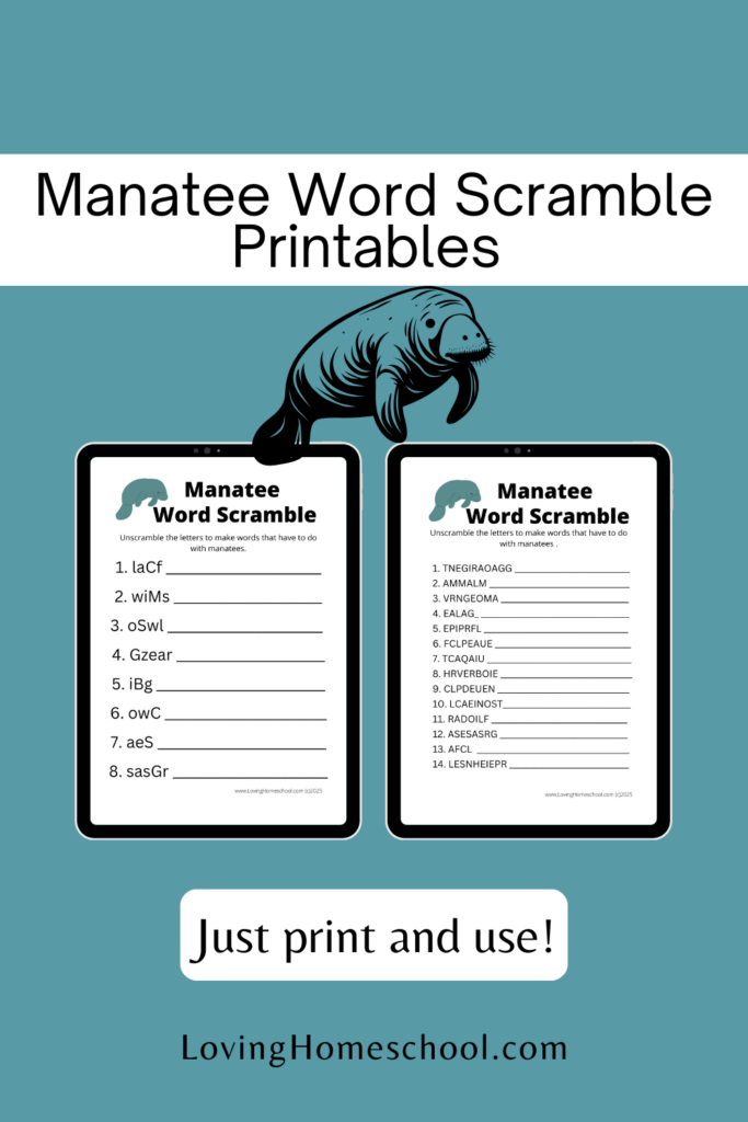 Manatee Word Scramble Printables Pinterest Pin