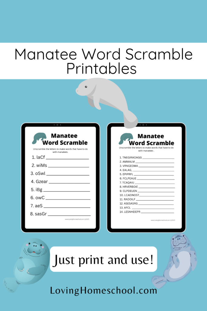 Manatee Word Scramble Printables Pinterest Pin