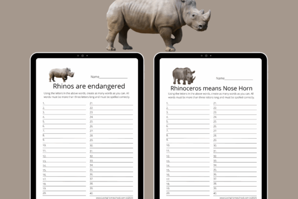 2 Free Rhino How Many Words Printables 2 Free Rhino How Many Words Printables Pinterest Pin