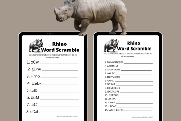 Rhino Word Scramble Printables Rhino Word Scramble Printables Pinterest Pin