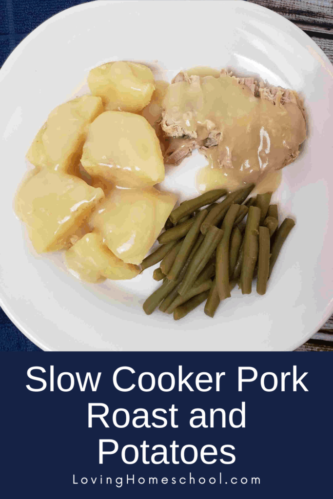 Slow Cooker Pork Roast and Potatoes Pinterest Pin
