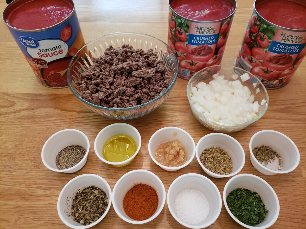 ingredients for slow cooker spaghetti sauce