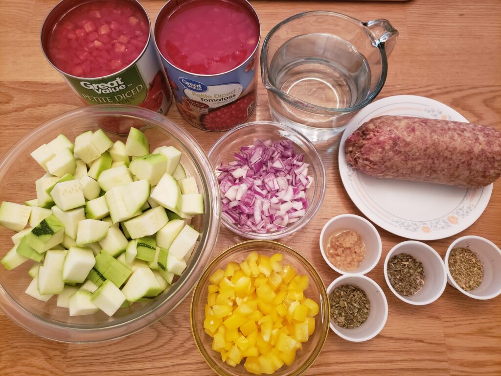 ingredients for sausage zucchini soup