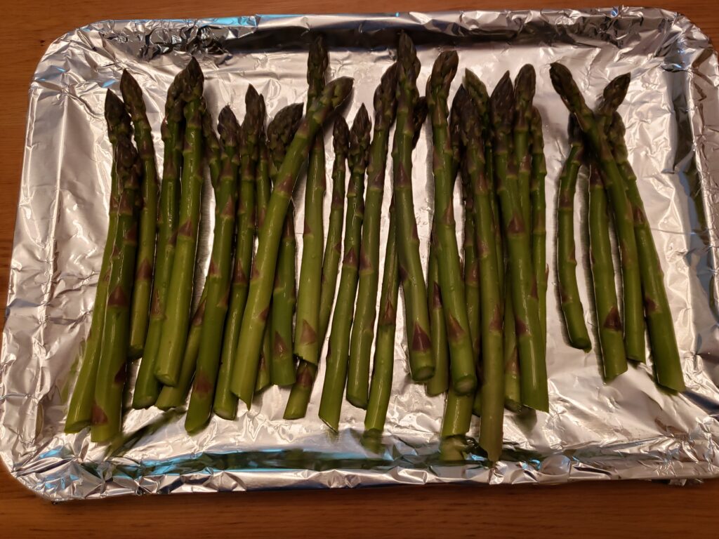 asparagus on baking sheet