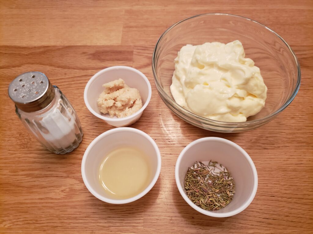 ingredients for lemon herb mayonnaise