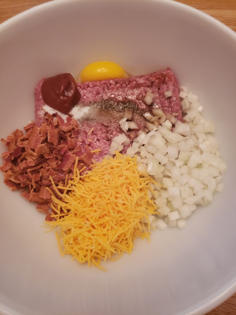 ingredients for best low carb burgers in a bowl