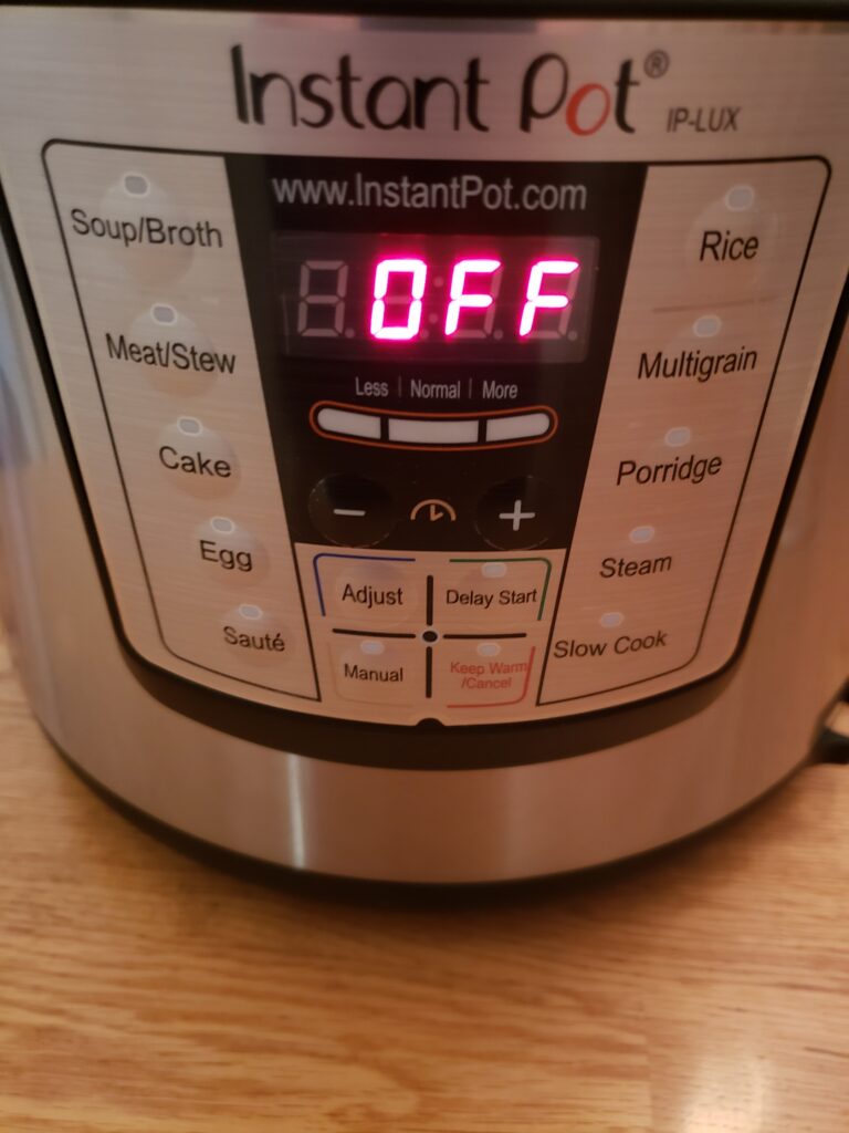 instant pot set to off