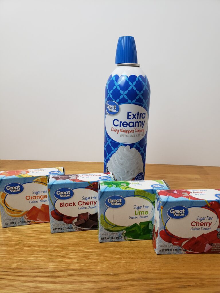 ingredients for sugar free deviled Jell-o eggs