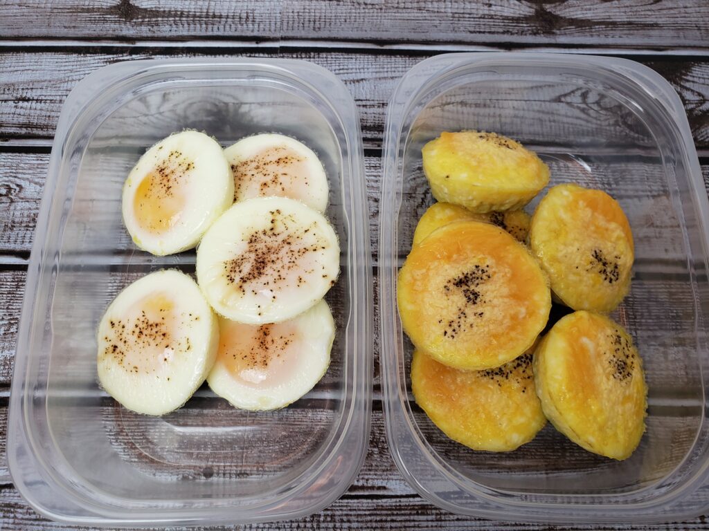 oven baked eggs in a storage container
