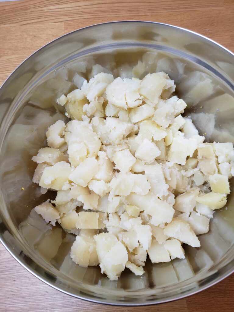 chopped potatoes in a bowl