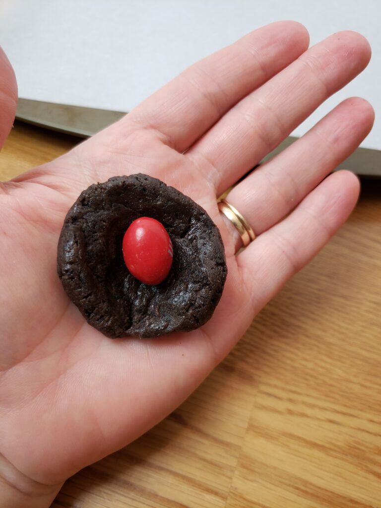 m&m pressed into a truffle