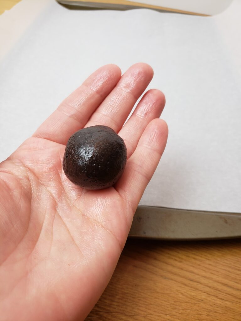 covering M&M with truffle