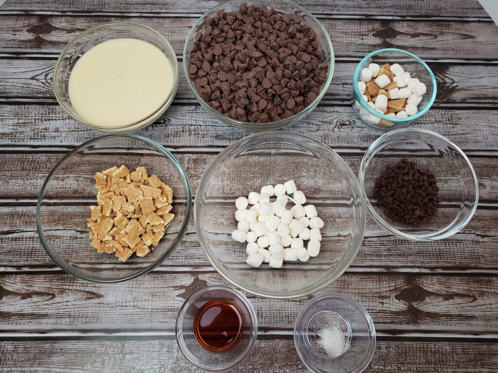 Ingredients for S'mores Fudge