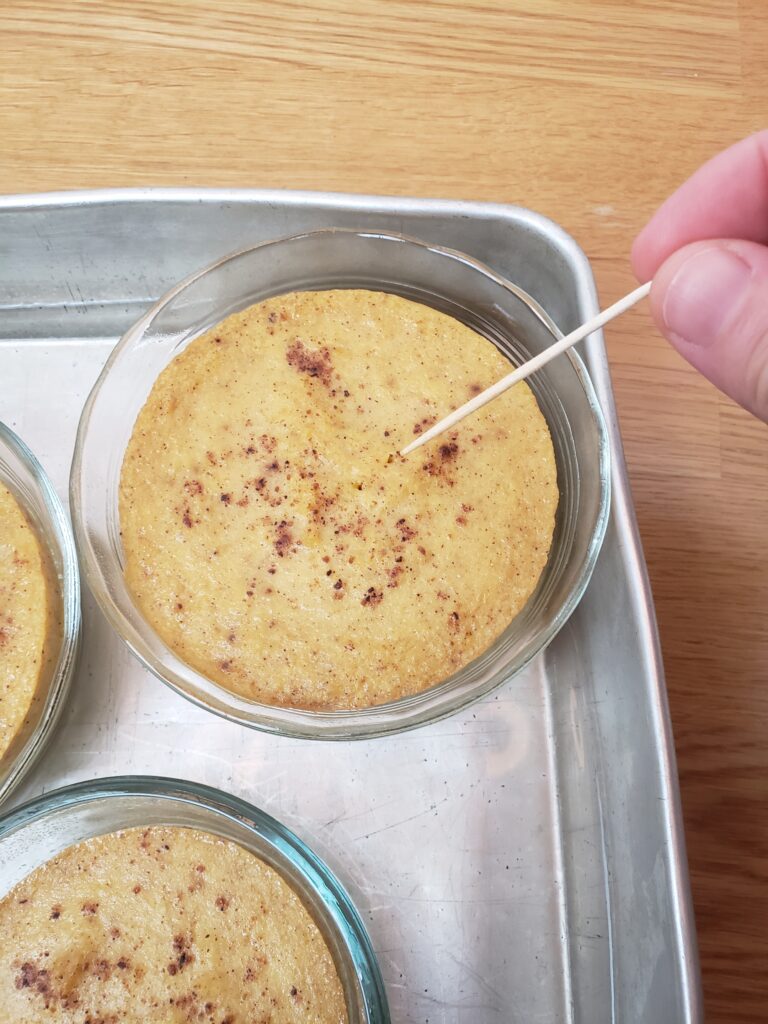 testing for doneness with a toothpick