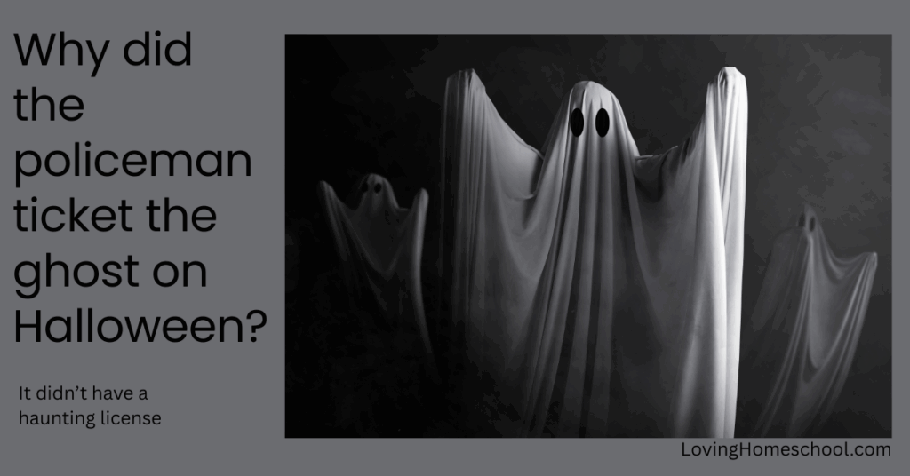A halloween picture and the joke Why did the policeman ticket the ghost on Halloween