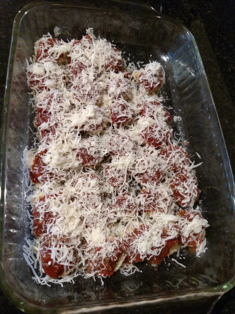gluten free eggplant parmesan before baking
