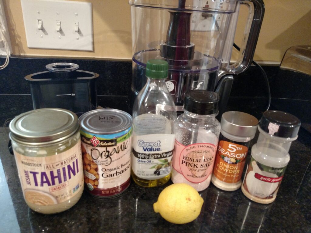 ingredients for basic homemade hummus