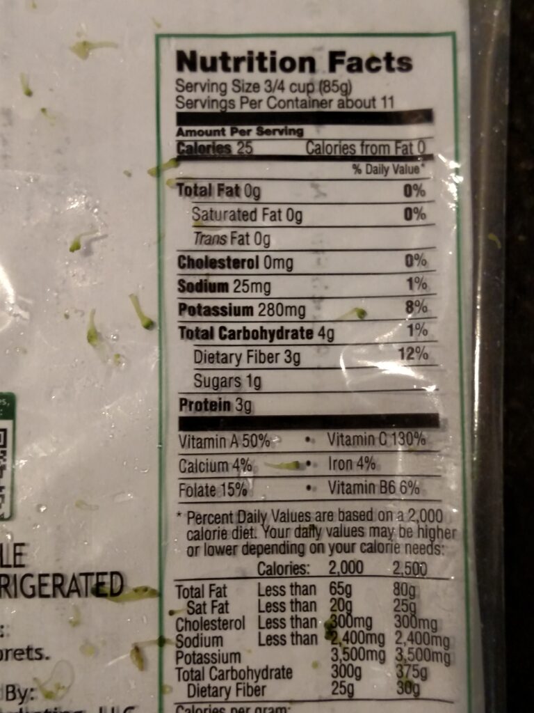 label of green giant broccoli