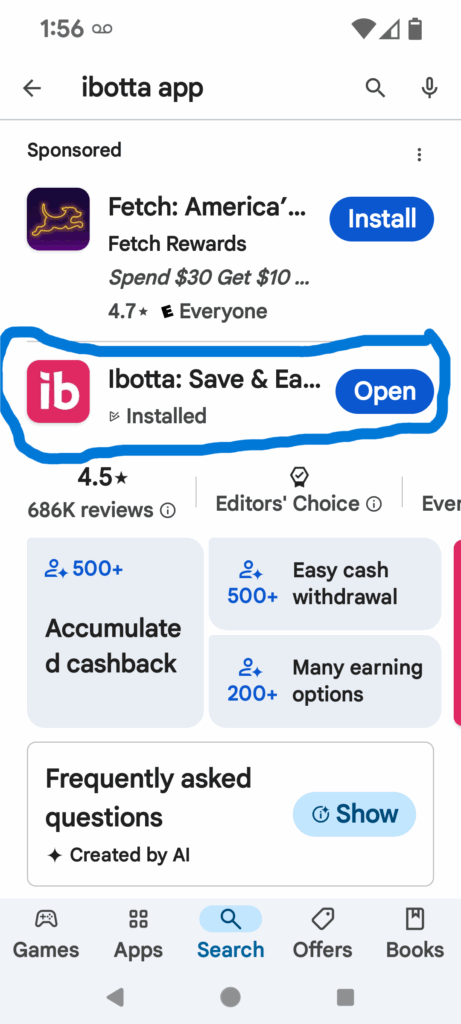 app store showing what the Ibotta app looks like