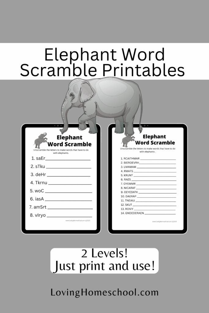 Elephant Word Scramble Printables Pinterest Pin
