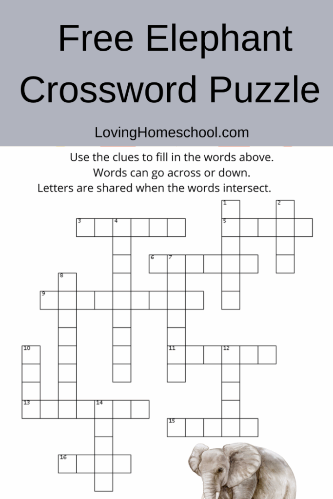 Free Elephant Crossword Puzzle Pinterest Pin