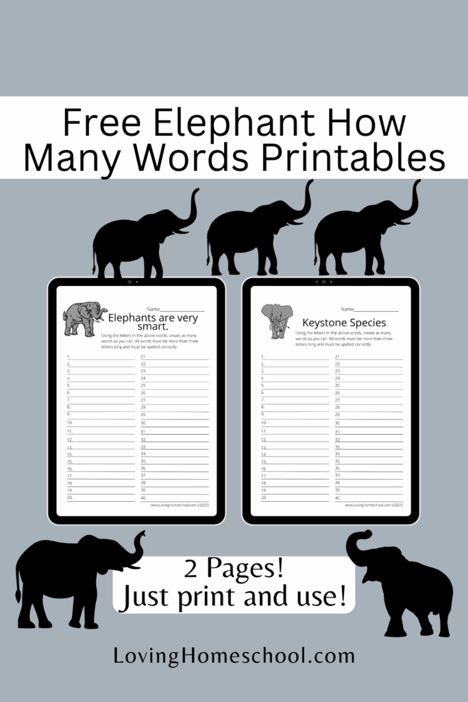 Free Elephant How Many Words Printables Pinterest Pin