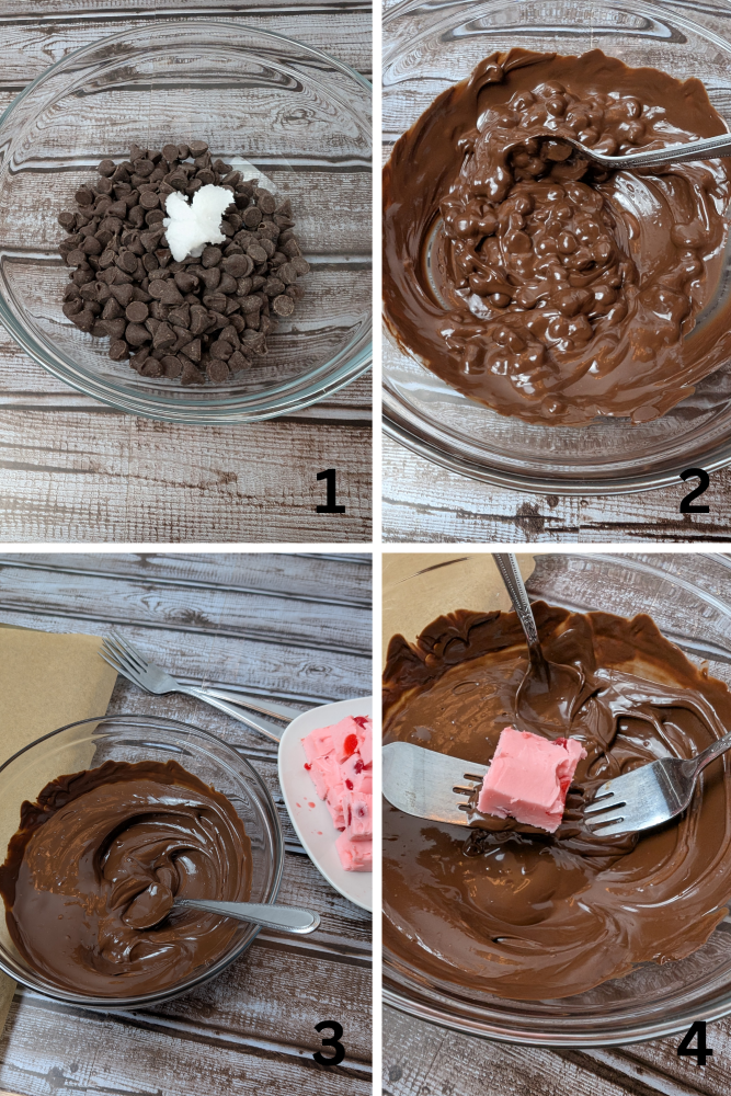 Chocolate Covered Cherry Fudge 1-4 Process Shots for chocolate