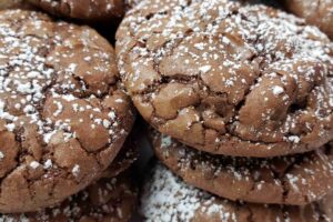 a pile of triple chocolate truffle cookies