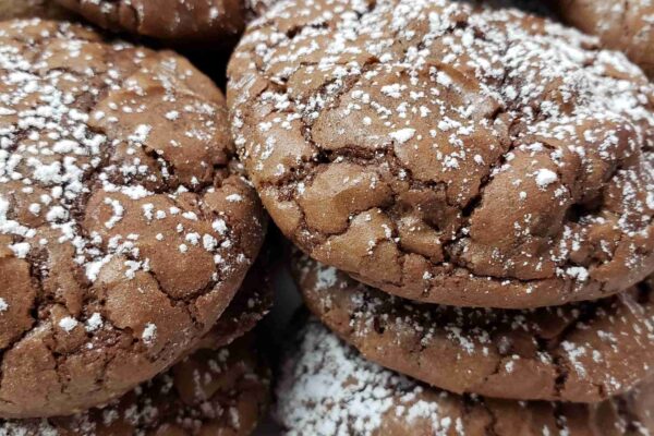 a pile of triple chocolate truffle cookies