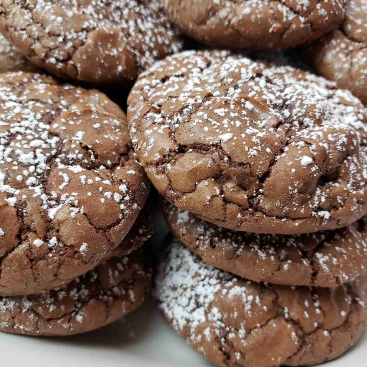 a pile of triple chocolate truffle cookies