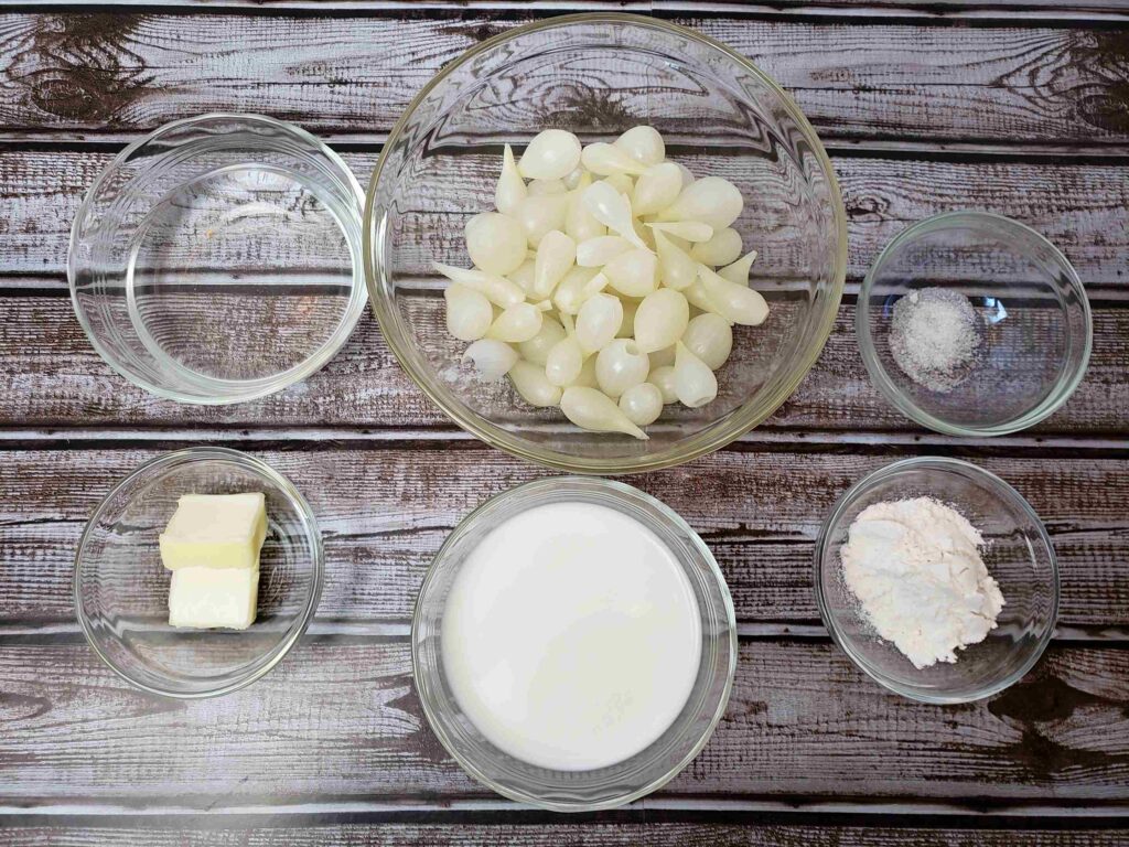 ingredients for creamed onions