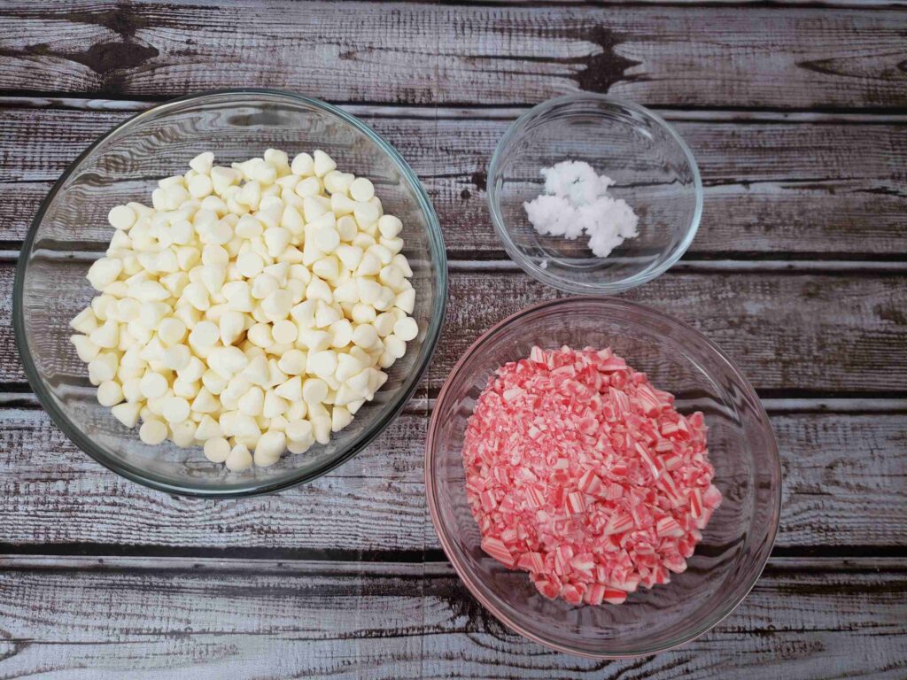 ingredients for peppermint candy cane bark