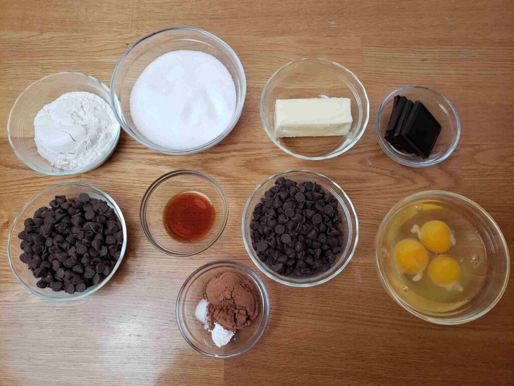 ingredients for triple chocolate truffle cookies