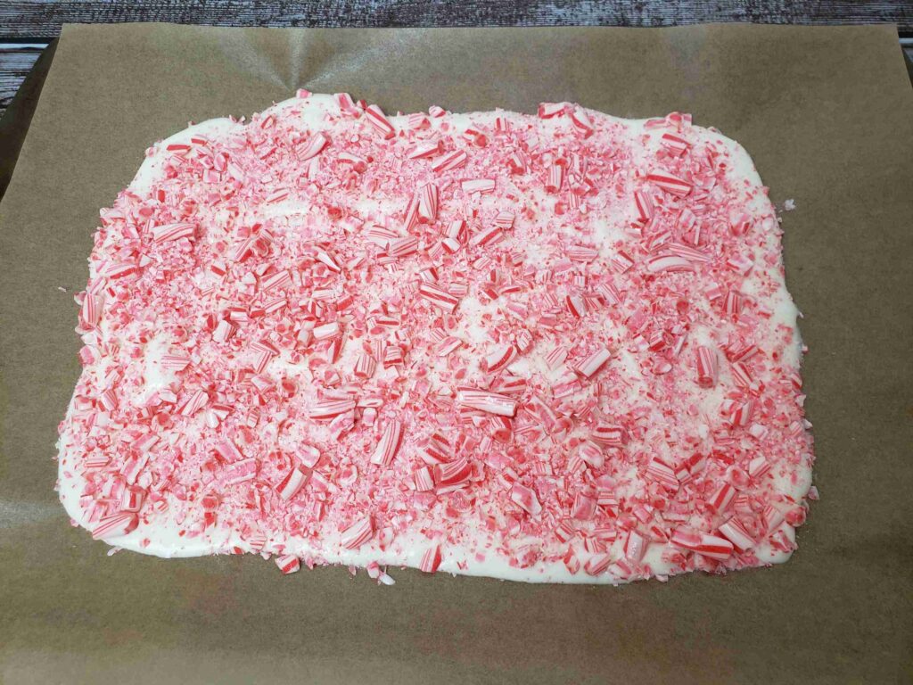 white bark spread onto parchment paper