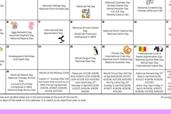 Free April Lessons for Holidays and Special Days Pinterest Pin