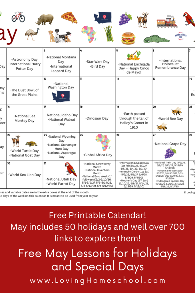 Free May Lessons for Holidays and Special Days Pinterest Pin