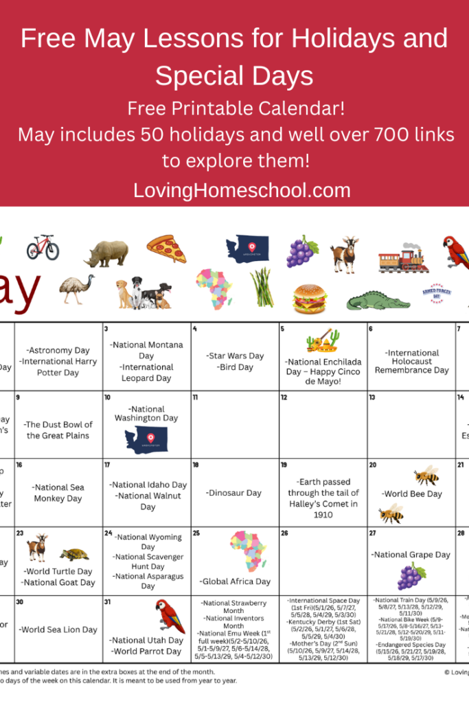 Free May Lessons for Holidays and Special Days Pinterest Pin