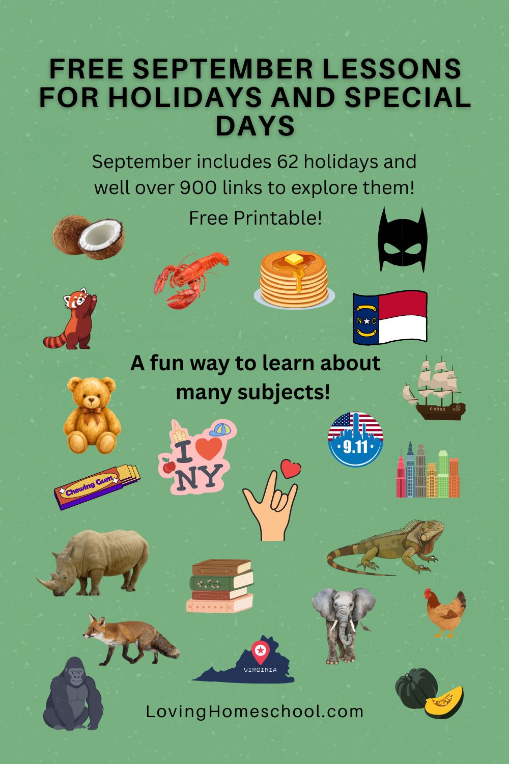 These Free September Lessons for Holidays and Special Days is a Comprehensive List of Special Holidays for Teachers and Homeschoolers. Includes a free printable calendar!